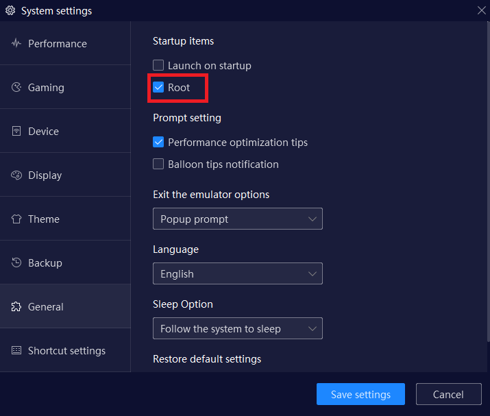 Navigation To The Root Level Access Settings.
